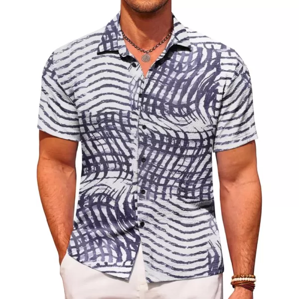 COOFANDY Men's Casual Short Sleeve Button Down Shirt Textured Summer Beach Shirt