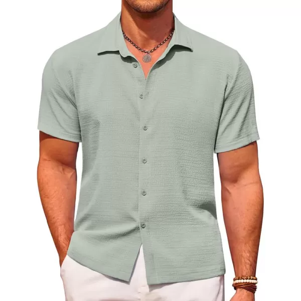 COOFANDY Men's Casual Short Sleeve Button Down Shirt Textured Summer Beach Shirt