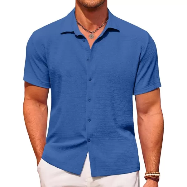 COOFANDY Men's Casual Short Sleeve Button Down Shirt Textured Summer Beach Shirt