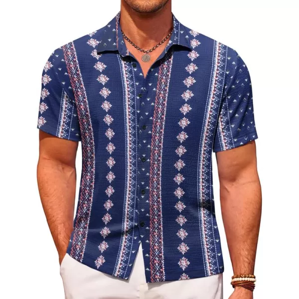 COOFANDY Men's Casual Short Sleeve Button Down Shirt Textured Summer Beach Shirt