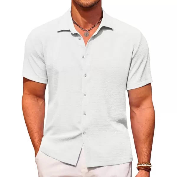 COOFANDY Men's Casual Short Sleeve Button Down Shirt Textured Summer Beach Shirt