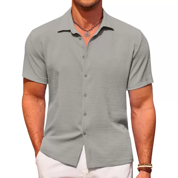 COOFANDY Men's Casual Short Sleeve Button Down Shirt Textured Summer Beach Shirt