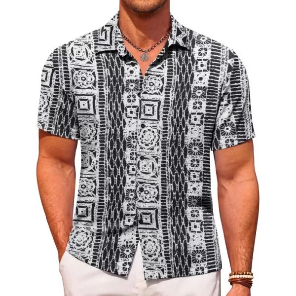 COOFANDY Men's Casual Short Sleeve Button Down Shirt Textured Summer Beach Shirt