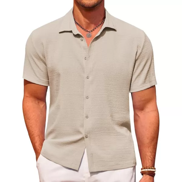 COOFANDY Men's Casual Short Sleeve Button Down Shirt Textured Summer Beach Shirt