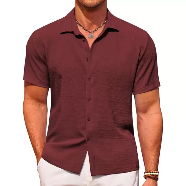 COOFANDY Men's Casual Short Sleeve Button Down Shirt Textured Summer Beach Shirt