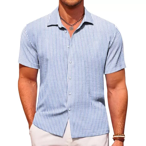 COOFANDY Men's Casual Short Sleeve Button Down Shirt Textured Summer Beach Shirt