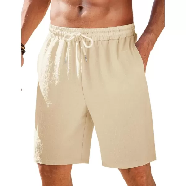COOFANDY Mens Casual Shorts Elastic Waist Drawstring Textured Summer Beach Short