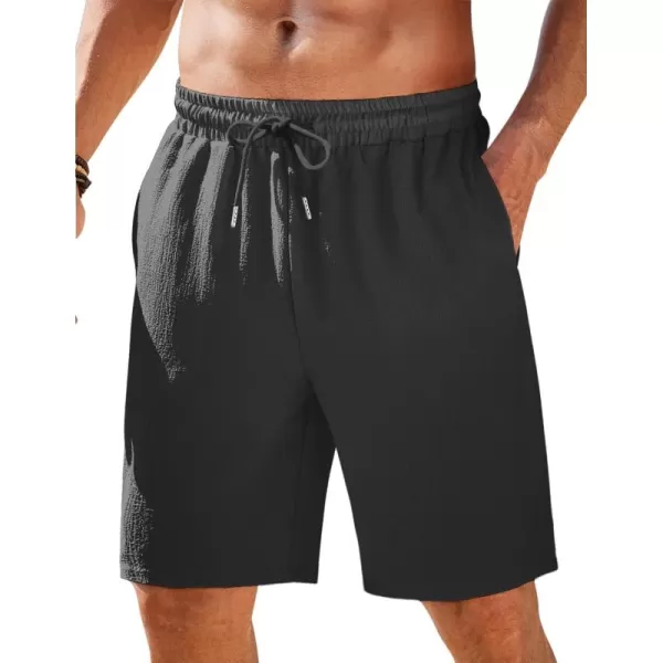 COOFANDY Mens Casual Shorts Elastic Waist Drawstring Textured Summer Beach Short