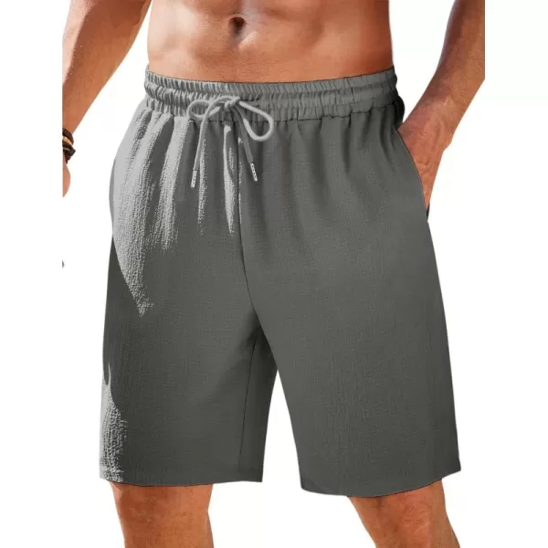 COOFANDY Mens Casual Shorts Elastic Waist Drawstring Textured Summer Beach Short