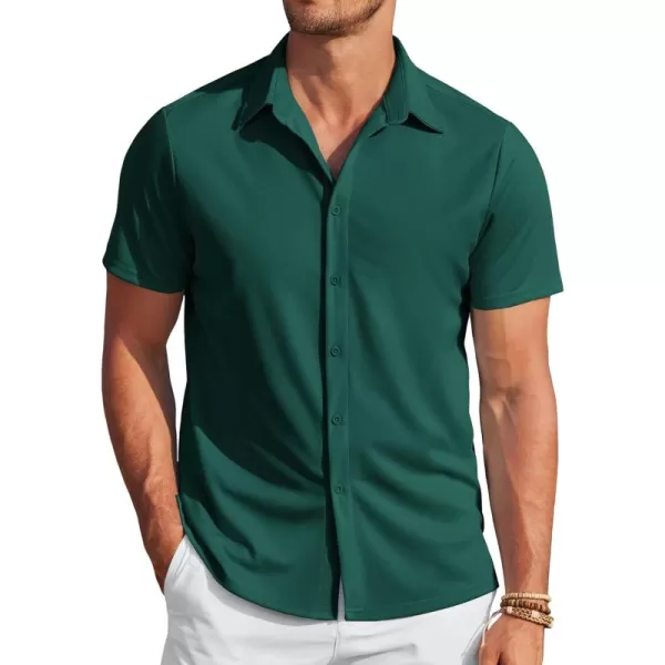 COOFANDY Mens Casual Wrinkle Free Shirts Short Sleeve Button Down Summer Stretch Dress Shirt