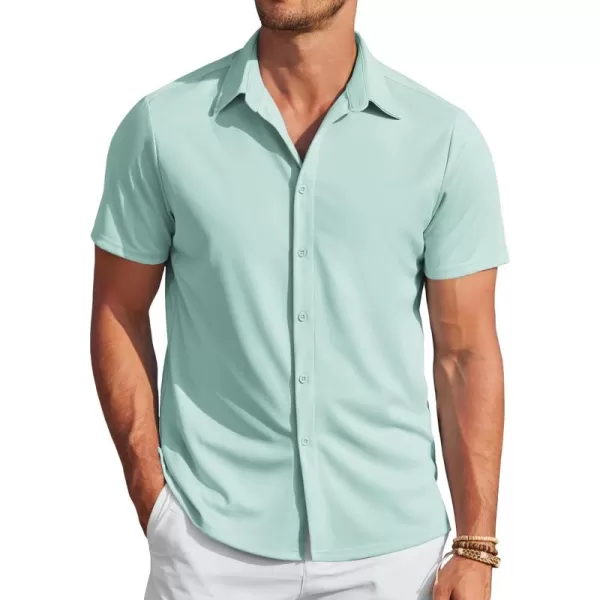 COOFANDY Mens Casual Wrinkle Free Shirts Short Sleeve Button Down Summer Stretch Dress Shirt