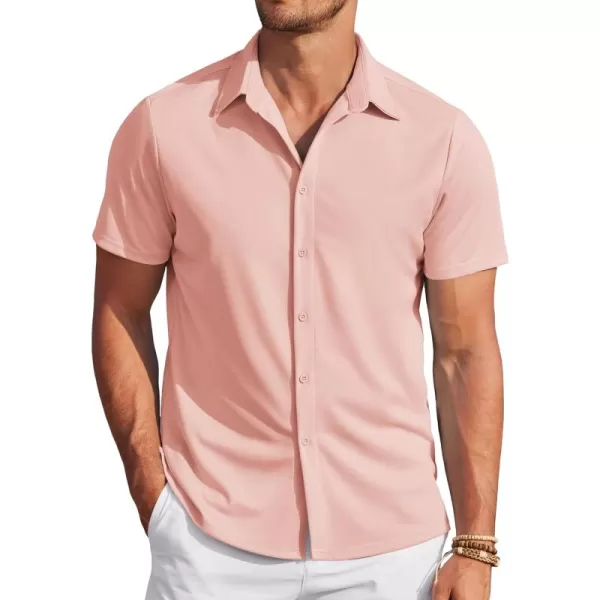 COOFANDY Mens Casual Wrinkle Free Shirts Short Sleeve Button Down Summer Stretch Dress Shirt