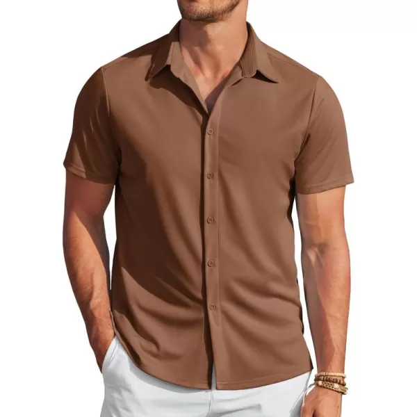 COOFANDY Mens Casual Wrinkle Free Shirts Short Sleeve Button Down Summer Stretch Dress Shirt