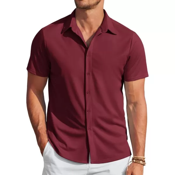 COOFANDY Mens Casual Wrinkle Free Shirts Short Sleeve Button Down Summer Stretch Dress Shirt