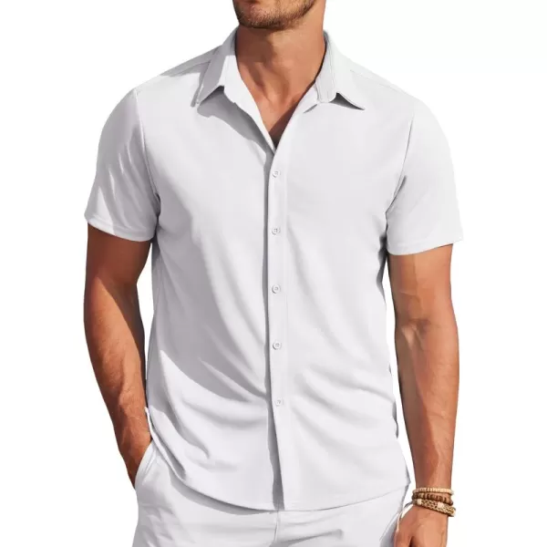 COOFANDY Mens Casual Wrinkle Free Shirts Short Sleeve Button Down Summer Stretch Dress Shirt