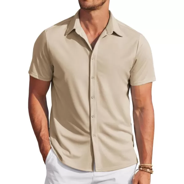 COOFANDY Mens Casual Wrinkle Free Shirts Short Sleeve Button Down Summer Stretch Dress Shirt
