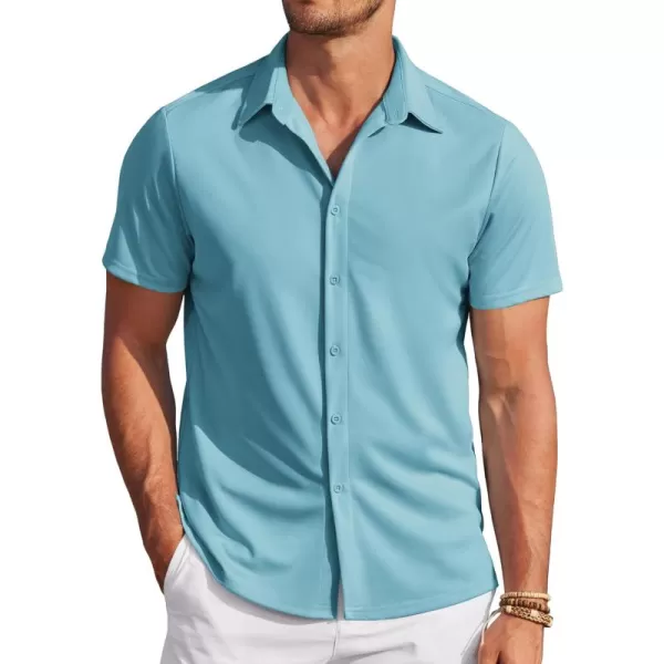 COOFANDY Mens Casual Wrinkle Free Shirts Short Sleeve Button Down Summer Stretch Dress Shirt