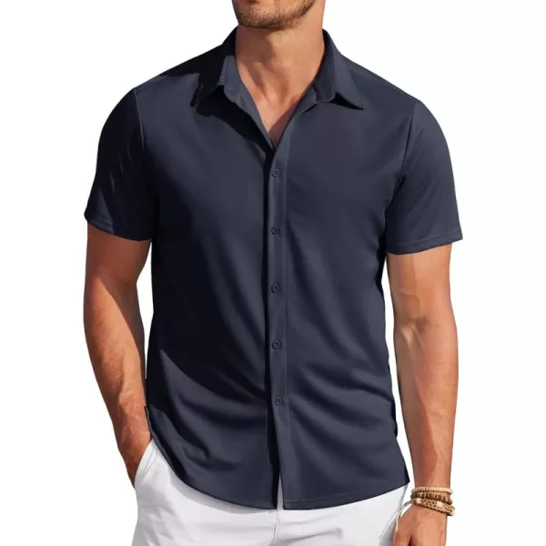 COOFANDY Mens Casual Wrinkle Free Shirts Short Sleeve Button Down Summer Stretch Dress Shirt