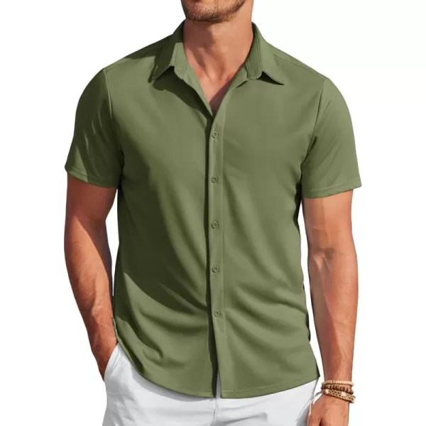 COOFANDY Mens Casual Wrinkle Free Shirts Short Sleeve Button Down Summer Stretch Dress Shirt
