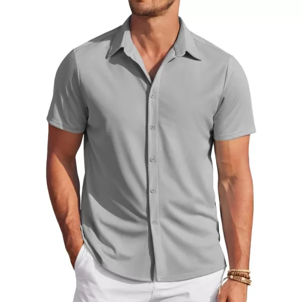 COOFANDY Mens Casual Wrinkle Free Shirts Short Sleeve Button Down Summer Stretch Dress Shirt