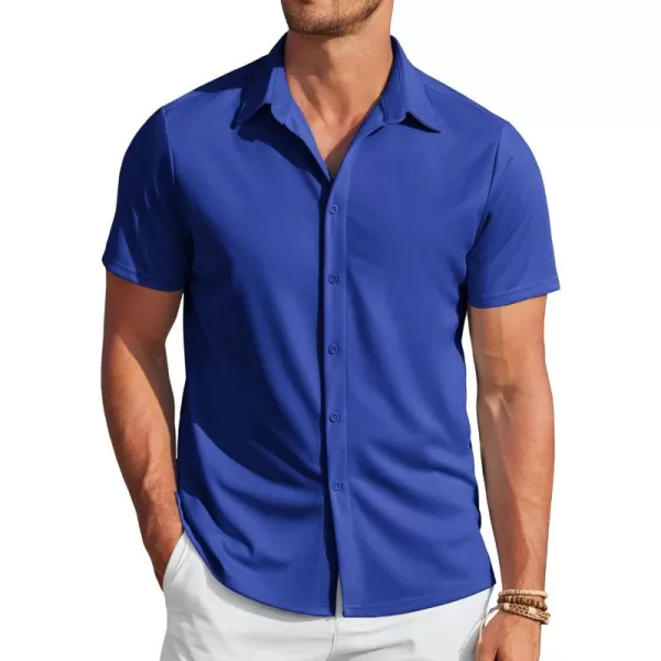 COOFANDY Mens Casual Wrinkle Free Shirts Short Sleeve Button Down Summer Stretch Dress Shirt