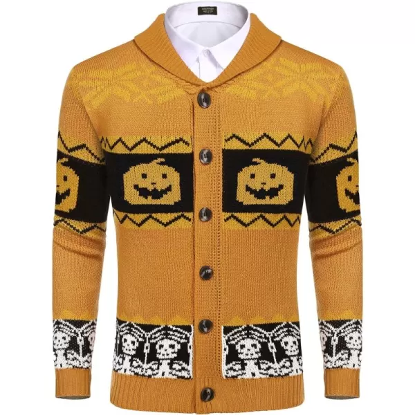 COOFANDY Men's Christmas Cardigans Ugly Xmas Sweaters Reindeer Snowflake Shawl Collar Knitted Cardigan Sweater