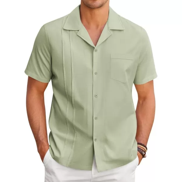COOFANDY Mens Cuban Guayabera Shirt Short Sleeve Button Down Shirts Casual Summer Linen Shirts