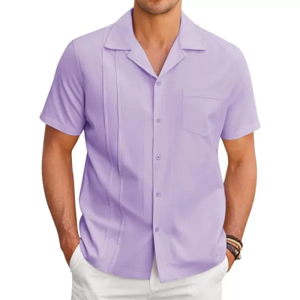 COOFANDY Mens Cuban Guayabera Shirt Short Sleeve Button Down Shirts Casual Summer Linen Shirts