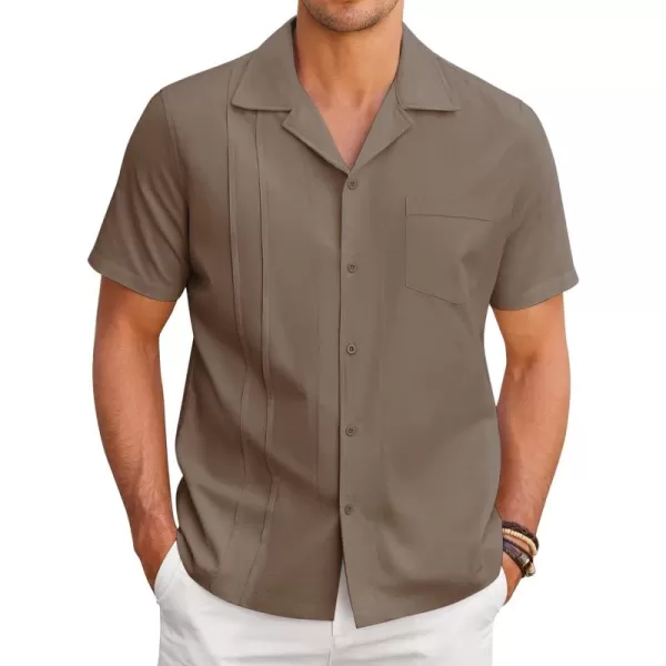 COOFANDY Mens Cuban Guayabera Shirt Short Sleeve Button Down Shirts Casual Summer Linen Shirts