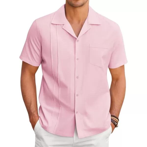 COOFANDY Mens Cuban Guayabera Shirt Short Sleeve Button Down Shirts Casual Summer Linen Shirts