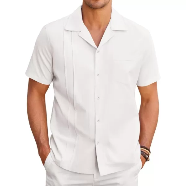COOFANDY Mens Cuban Guayabera Shirt Short Sleeve Button Down Shirts Casual Summer Linen Shirts