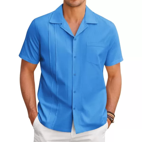 COOFANDY Mens Cuban Guayabera Shirt Short Sleeve Button Down Shirts Casual Summer Linen Shirts