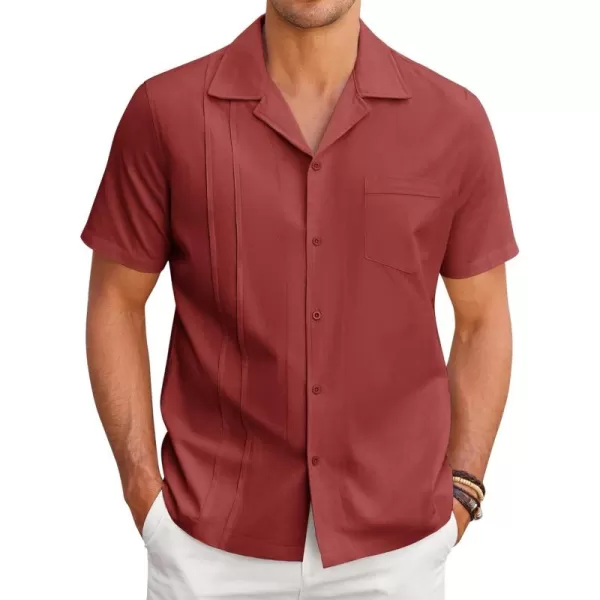 COOFANDY Mens Cuban Guayabera Shirt Short Sleeve Button Down Shirts Casual Summer Linen Shirts