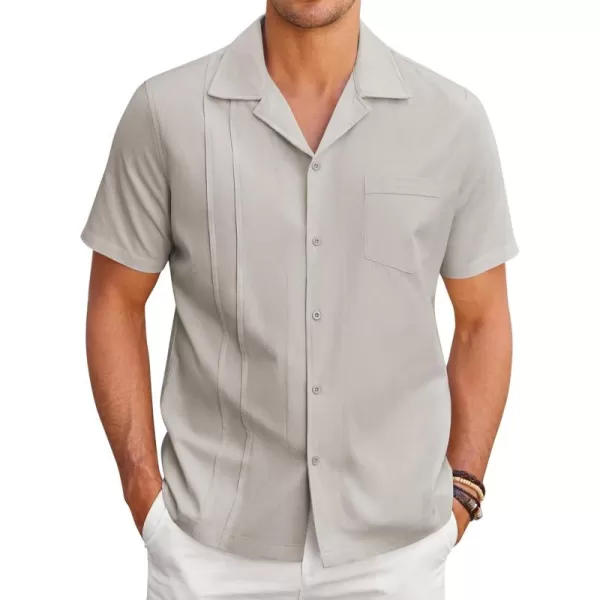 COOFANDY Mens Cuban Guayabera Shirt Short Sleeve Button Down Shirts Casual Summer Linen Shirts