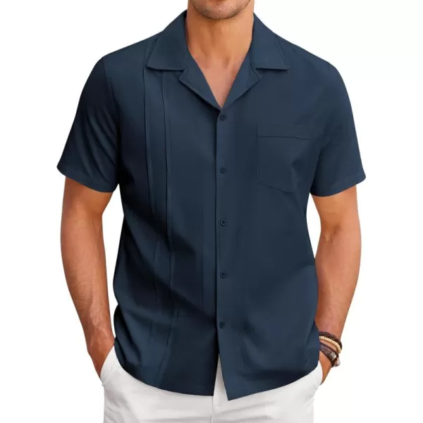 COOFANDY Mens Cuban Guayabera Shirt Short Sleeve Button Down Shirts Casual Summer Linen Shirts