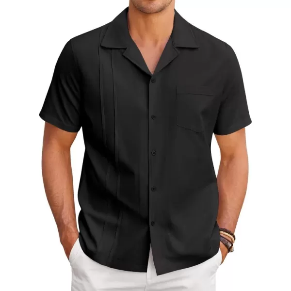 COOFANDY Mens Cuban Guayabera Shirt Short Sleeve Button Down Shirts Casual Summer Linen Shirts