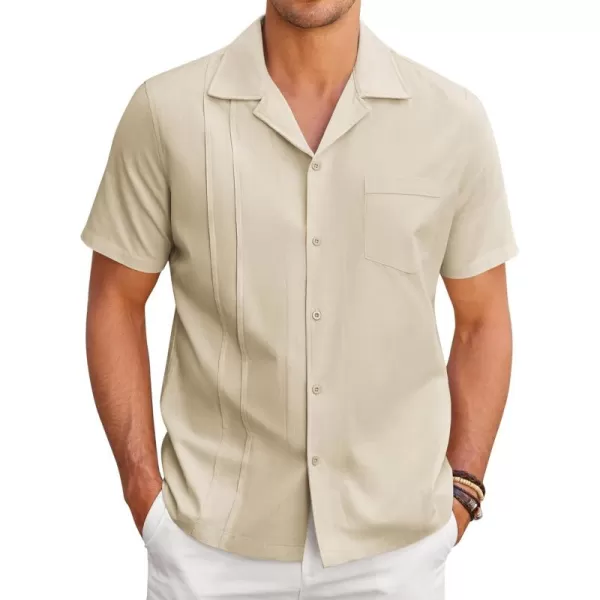 COOFANDY Mens Cuban Guayabera Shirt Short Sleeve Button Down Shirts Casual Summer Linen Shirts