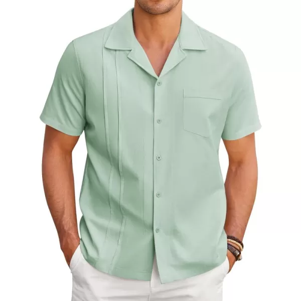 COOFANDY Mens Cuban Guayabera Shirt Short Sleeve Button Down Shirts Casual Summer Linen Shirts