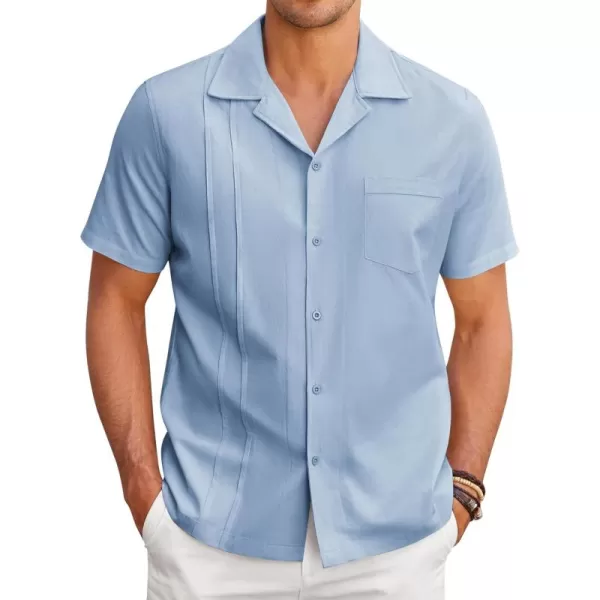 COOFANDY Mens Cuban Guayabera Shirt Short Sleeve Button Down Shirts Casual Summer Linen Shirts