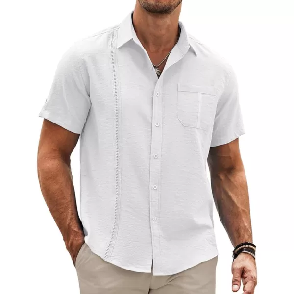 COOFANDY Mens Cuban Guayabera Shirt Short Sleeve Casual Button Down Summer Beach Shirts