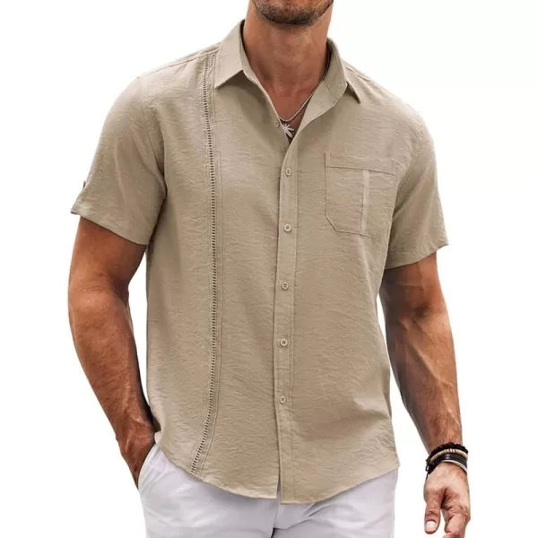 COOFANDY Mens Cuban Guayabera Shirt Short Sleeve Casual Button Down Summer Beach Shirts
