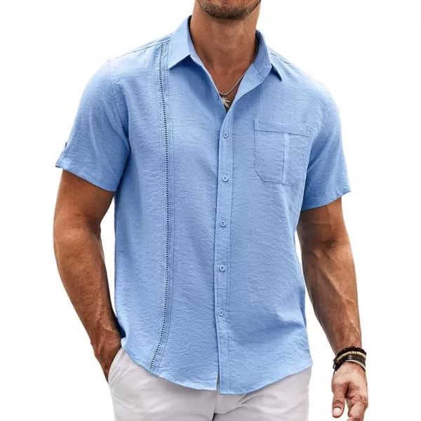COOFANDY Mens Cuban Guayabera Shirt Short Sleeve Casual Button Down Summer Beach Shirts