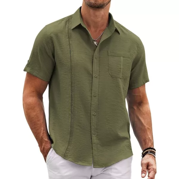 COOFANDY Mens Cuban Guayabera Shirt Short Sleeve Casual Button Down Summer Beach Shirts
