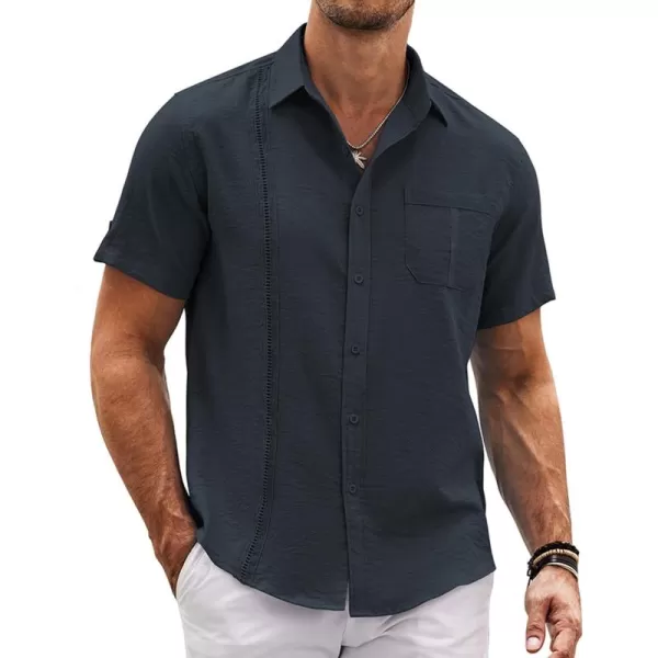 COOFANDY Mens Cuban Guayabera Shirt Short Sleeve Casual Button Down Summer Beach Shirts