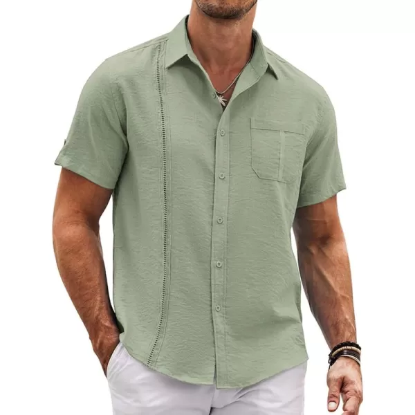COOFANDY Mens Cuban Guayabera Shirt Short Sleeve Casual Button Down Summer Beach Shirts