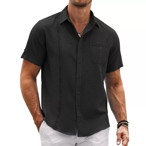 COOFANDY Mens Cuban Guayabera Shirt Short Sleeve Casual Button Down Summer Beach Shirts