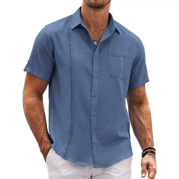 COOFANDY Mens Cuban Guayabera Shirt Short Sleeve Casual Button Down Summer Beach Shirts