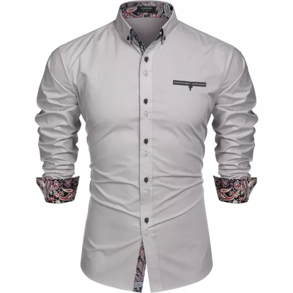COOFANDY Mens Dress Shirt Long Sleeve Casual Button Down Paisley Shirts Party Wedding Dress Shirt