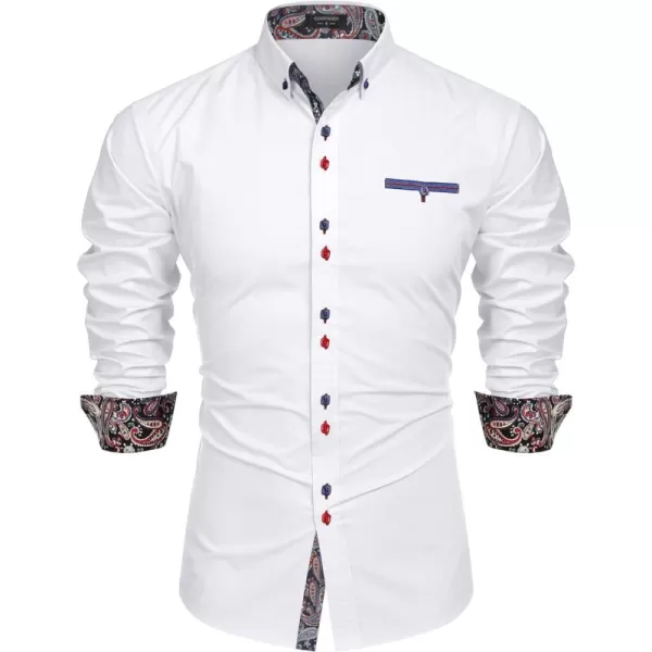 COOFANDY Mens Dress Shirt Long Sleeve Casual Button Down Paisley Shirts Party Wedding Dress Shirt