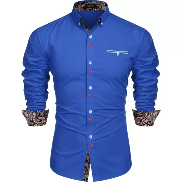 COOFANDY Mens Dress Shirt Long Sleeve Casual Button Down Paisley Shirts Party Wedding Dress Shirt